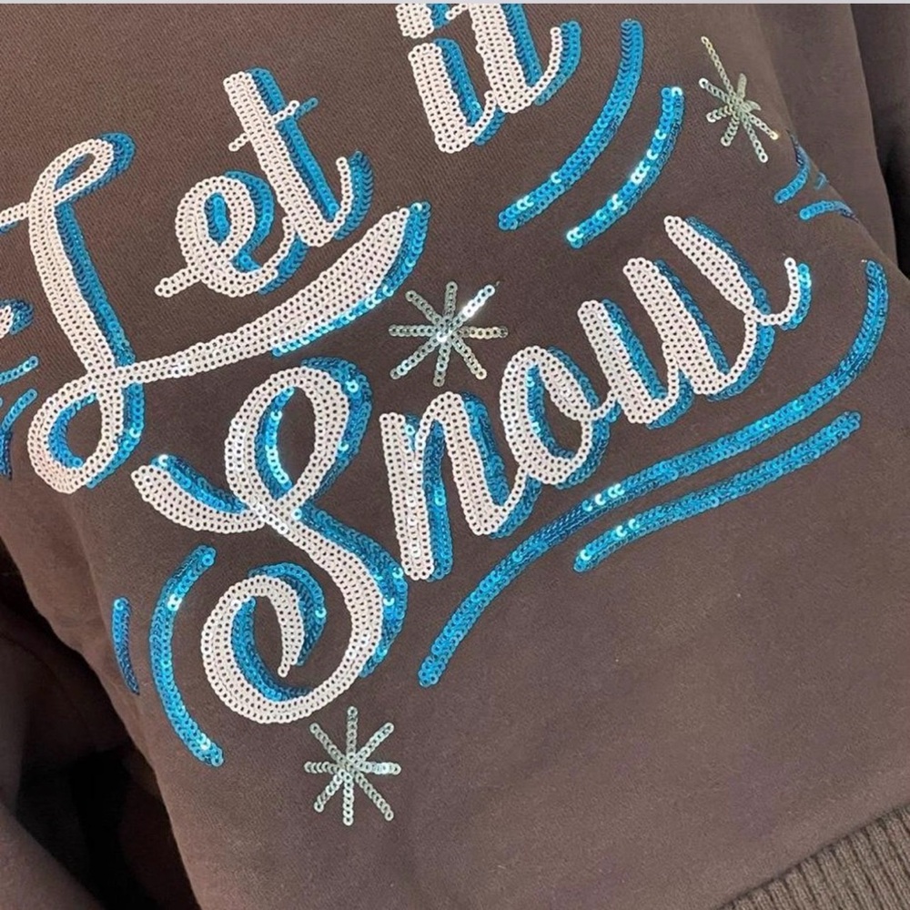 PEACH LOVE CALIFORNIA let it snow charcoal sweatshirt S M L - Picture 6 of 7